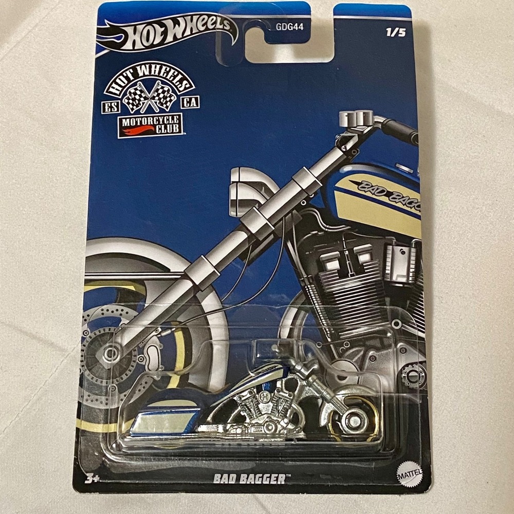 Hot Wheels Motorcycle Club Series Blue Bad Bagger 1/5 Diecast Moto Bike NIP 2023
